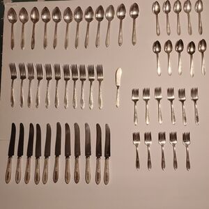 WM Rogers & Son AA Silver Plate 56‎ Piece Flatware Set Triumph Service For 10 +